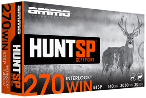 Ammo Inc 270W140SPA20 Hunt 270Win 140gr Soft Point 20 Per Box/10 Case Ammo Inc 270W140SPA20 Hunt 270Win 140gr Soft Point 20 Per Box/10 Case
