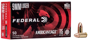 Federal AE9DP American Eagle Handgun 9mmLuger 115gr Full Metal Jacket 50 Per Box/20 Case Federal AE9DP American Eagle Handgun 9mmLuger 115gr Full Metal Jacket 50 Per Box/20 Case
