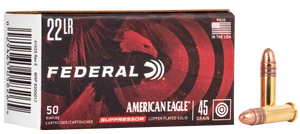 Federal American Eagle Suppressor 22LR 45gr. CPRN 50 Round Box Federal American Eagle Suppressor 22LR 45gr. CPRN 50 Round Box