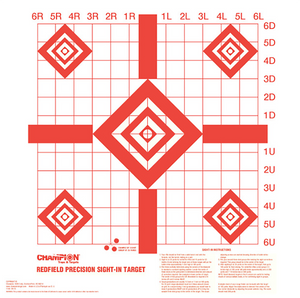 Champion Targets 47387 Redfield Sight-In Diamond Paper Pistol/Rifle 16" x 16" White/Red 100 Per Pkg Champion Targets 47387 Redfield Sight-In Diamond Paper Pistol/Rifle 16" x 16" White/Red 100 Per Pkg