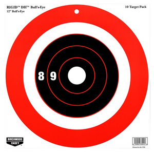 Birchwood Casey 37211 Rigid DH Bullseye Tagboard Hanging 12" x 12" Black/Orange 10 Pk. Birchwood Casey 37211 Rigid DH Bullseye Tagboard Hanging 12" x 12" Black/Orange 10 Pk.