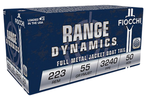 Fiocchi 223A Range Dynamics 223Rem 55gr Full Metal Jacket Boat Tail 50 Per Box/20 Case Fiocchi 223A Range Dynamics 223Rem 55gr Full Metal Jacket Boat Tail 50 Per Box/20 Case