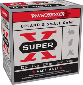 Winchester Ammo X12P5 Super X Game Load High Brass 12Gauge 2.75" 1 1/4oz 5Shot 25 Per Box/10 Case *Pheasant Winchester Ammo X12P5 Super X Game Load High Brass 12Gauge 2.75" 1 1/4oz 5Shot 25 Per Box/10 Case *Pheasant