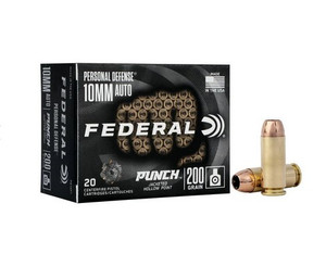 FEDERAL PERSONAL DEFENSE 10MM 200GR PUNCH JHP 20 ROUND BOX FEDERAL PERSONAL DEFENSE 10MM 200GR PUNCH JHP 20 ROUND BOX