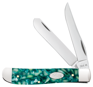 Case 71381 SparXX Trapper Mini Folding Clip Point/Spey Plain Mirror Polished Tru-Sharp SS Blade/Green Kirinite Handle Case 71381 SparXX Trapper Mini Folding Clip Point/Spey Plain Mirror Polished Tru-Sharp SS Blade/Green Kirinite Handle