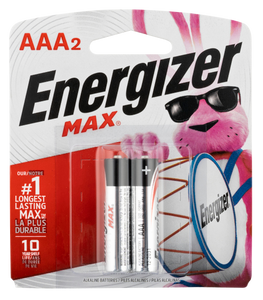 Energizer E92BP2 AAA Max Black/Silver 1.5V Alkaline Qty (2) Single Pack Energizer E92BP2 AAA Max Black/Silver 1.5V Alkaline Qty (2) Single Pack