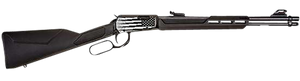 Rossi RL22W201SYEN18 Rio Bravo Full Size, Lever Action 22 WMR 12+1, 20" Polished Black Steel Barrel, Polished Black w/Lighting US Flag Engraving Steel Receiver, Black Fixed Stock, Right Hand Rossi RL22W201SYEN18 Rio Bravo Full Size, Lever Action 22 WMR 12+1, 20" Polished Black Steel Barrel, Polished Black w/Lighting US Flag Engraving Steel Receiver, Black Fixed Stock, Right Hand