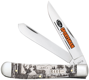 Case 81220 Trapper Sportsman Folding Clip Point/Spey Plain Mirror Polished Tru-Sharp SS Blade/Deer Embellished Natural Bone Handle Case 81220 Trapper Sportsman Folding Clip Point/Spey Plain Mirror Polished Tru-Sharp SS Blade/Deer Embellished Natural Bone Handle