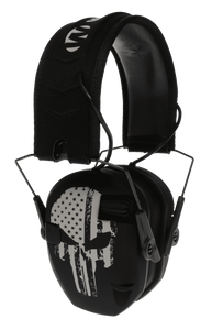 Walker's WPRSEMFSPUN Razor Slim Electronic Freedom Muff 23 dB Over the Head Black w/Distressed Punisher Flag Polymer Walker's WPRSEMFSPUN Razor Slim Electronic Freedom Muff 23 dB Over the Head Black w/Distressed Punisher Flag Polymer