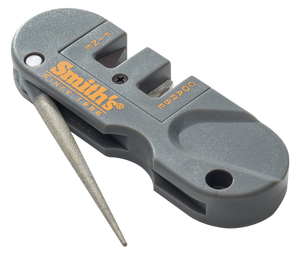 Smiths Products PP1 Pocket Pal Knife Sharpener Hand Held Fine, Medium, Coarse Carbide, Ceramic, Diamond Sharpener Plastic Handle Gray Smiths Products PP1 Pocket Pal Knife Sharpener Hand Held Fine, Medium, Coarse Carbide, Ceramic, Diamond Sharpener Plastic Handle Gray