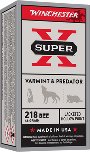 Winchester Ammo X218B Super X 218Bee 46gr Jacketed Hollow Point 50 Per Box/10 Case Winchester Ammo X218B Super X 218Bee 46gr Jacketed Hollow Point 50 Per Box/10 Case