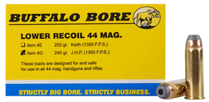 Buffalo Bore Ammunition 4G20 Low Recoil Strictly Business 44Rem Mag 240gr Jacket Hollow Point 20 Per Box/12 Case Buffalo Bore Ammunition 4G20 Low Recoil Strictly Business 44Rem Mag 240gr Jacket Hollow Point 20 Per Box/12 Case