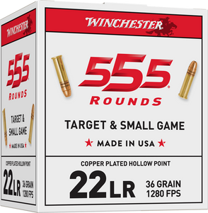 Winchester Ammo 22LR555HP USA 22LR 36gr Copper Plated Hollow Point 555 Per Box/10 Case *Bulk Winchester Ammo 22LR555HP USA 22LR 36gr Copper Plated Hollow Point 555 Per Box/10 Case *Bulk