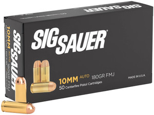 SIG SAUER 10MM 180GR ELITE BALL FMJ 50 ROUND BOX SIG SAUER 10MM 180GR ELITE BALL FMJ 50 ROUND BOX