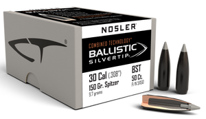 Nosler 51150 Ballistic Silvertip 30Cal 150gr Spitzer 50/Box Nosler 51150 Ballistic Silvertip 30Cal 150gr Spitzer 50/Box