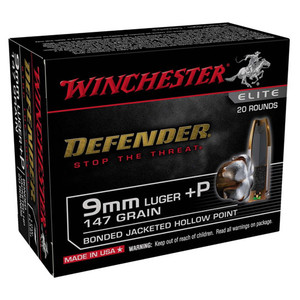 WIN DEFENDER 9MM +P 147GR JHP 20/10 WIN DEFENDER 9MM +P 147GR JHP 20/10