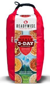 ReadyWise RW05918 Outdoor Food Kit 3 Day Weekender Pack w/Dry Bag Includes 6 Entrees, 3 Breakfasts and 3 Snacks ReadyWise RW05918 Outdoor Food Kit 3 Day Weekender Pack w/Dry Bag Includes 6 Entrees, 3 Breakfasts and 3 Snacks