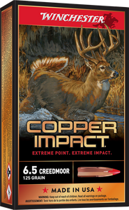 Winchester Ammo X65CLF Copper Impact 6.5Creedmoor 125gr Copper Extreme Point Lead Free 20 Per Box/10 Case Winchester Ammo X65CLF Copper Impact 6.5Creedmoor 125gr Copper Extreme Point Lead Free 20 Per Box/10 Case