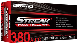 Ammo Inc 380100TMCSTRKRED50 Streak Visual (RED) 380ACP 100gr Total Metal Case 50 Per Box/20 Case Ammo Inc 380100TMCSTRKRED50 Streak Visual (RED) 380ACP 100gr Total Metal Case 50 Per Box/20 Case