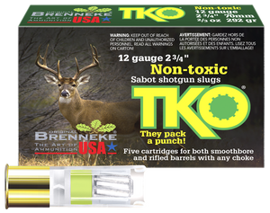 Brenneke SL122TKO TKO 12Gauge 2.75" 2/3oz Slug Shot 5 Per Box/50 Case Brenneke SL122TKO TKO 12Gauge 2.75" 2/3oz Slug Shot 5 Per Box/50 Case