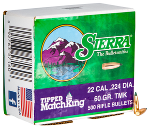 Sierra 7160C Tipped MatchKing 22Cal 60gr Tipped MatchKing 500/Box Sierra 7160C Tipped MatchKing 22Cal 60gr Tipped MatchKing 500/Box