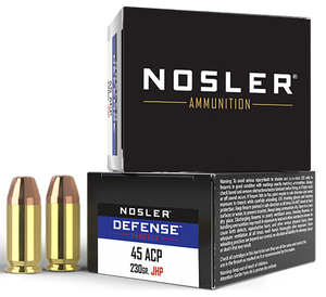 Nosler 39645 Defense Handgun 45ACP 230gr Bonded Performance Jacketed Hollow Point 20 Per Box/10 Case Nosler 39645 Defense Handgun 45ACP 230gr Bonded Performance Jacketed Hollow Point 20 Per Box/10 Case