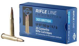 PPU PP303S1 Standard Rifle 303British 150gr Soft Point Boat Tail 20 Per Box/10 Case PPU PP303S1 Standard Rifle 303British 150gr Soft Point Boat Tail 20 Per Box/10 Case