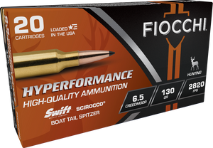 Fiocchi 65CMSCA Hyperformance 6.5Creedmoor 130gr Swift Scirocco II Boat Tail Spitzer 20 Per Box/10 Case Fiocchi 65CMSCA Hyperformance 6.5Creedmoor 130gr Swift Scirocco II Boat Tail Spitzer 20 Per Box/10 Case