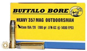 Buffalo Bore Ammunition 19A20 Outdoorsman Strictly Business 357Mag 180gr Hard Cast Flat Nose 20 Per Box/12 Case Buffalo Bore Ammunition 19A20 Outdoorsman Strictly Business 357Mag 180gr Hard Cast Flat Nose 20 Per Box/12 Case
