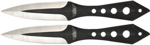 Uzi Accessories UZKTRWTZP Throwing Knives Two Fixed Plain Black/Silver Stainless Steel Blade, Black Stainless Steel Handle, Includes Nylon Holster Uzi Accessories UZKTRWTZP Throwing Knives Two Fixed Plain Black/Silver Stainless Steel Blade, Black Stainless Steel Handle, Includes Nylon Holster