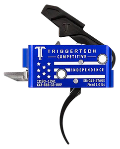 TriggerTech X43SBB33NNC Competitive Independence Pro Curved Two-Stage Trigger, Blue & White Engraved Flag Housing, Fits AR-15 TriggerTech X43SBB33NNC Competitive Independence Pro Curved Two-Stage Trigger, Blue & White Engraved Flag Housing, Fits AR-15