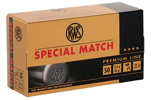 RWS/Umarex 2134233 Special Match Premium Line 22LR 40gr Lead Round Nose 50 Per Box/100 Case RWS/Umarex 2134233 Special Match Premium Line 22LR 40gr Lead Round Nose 50 Per Box/100 Case