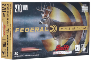 Federal P270SS1 Premium 270Win 130gr Swift Scirocco II 20 Per Box/10 Case Federal P270SS1 Premium 270Win 130gr Swift Scirocco II 20 Per Box/10 Case