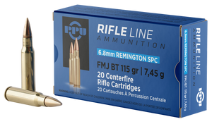 PPU PP68F Standard Rifle 6.8mmRemSPC 115gr Full Metal Jacket Boat Tail 20 Per Box/50 Case PPU PP68F Standard Rifle 6.8mmRemSPC 115gr Full Metal Jacket Boat Tail 20 Per Box/50 Case