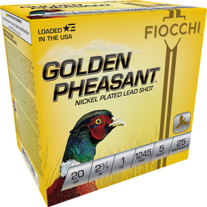 Fiocchi 20GP5 Golden Pheasant Extrema 20Gauge 2.75" 1oz 5Shot 25 Per Box/10 Case Fiocchi 20GP5 Golden Pheasant Extrema 20Gauge 2.75" 1oz 5Shot 25 Per Box/10 Case