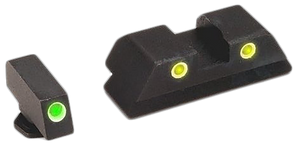 AmeriGlo GL121 Classic Tritium Sight Set for Glock Green Tritium White Outline Front Sight-Yellow Tritium White Outline Rear Sight AmeriGlo GL121 Classic Tritium Sight Set for Glock Green Tritium White Outline Front Sight-Yellow Tritium White Outline Rear Sight
