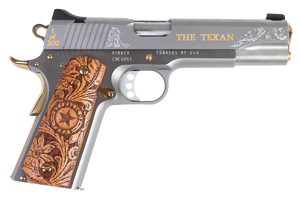 Cnc Firearms CNCTEX1911 Kimber 1911 Texan 45 ACP 7+1 5" Stainless Steel Barrel, Stainless Engraved "The Texan"/Serrated Steel Slide, Stainless Steel Frame, Texas Mesquite Grip Cnc Firearms CNCTEX1911 Kimber 1911 Texan 45 ACP 7+1 5" Stainless Steel Barrel, Stainless Engraved "The Texan"/Serrated Steel Slide, Stainless Steel Frame, Texas Mesquite Grip