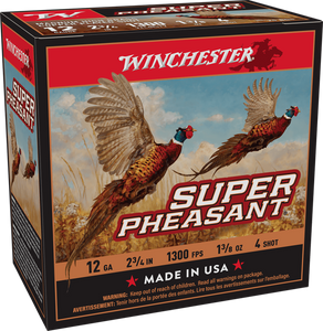 Winchester Ammo X12PH4 Super Pheasant Magnum High Brass 12Gauge 2.75" 1 3/8oz 4Shot 25 Per Box/10 Case Winchester Ammo X12PH4 Super Pheasant Magnum High Brass 12Gauge 2.75" 1 3/8oz 4Shot 25 Per Box/10 Case