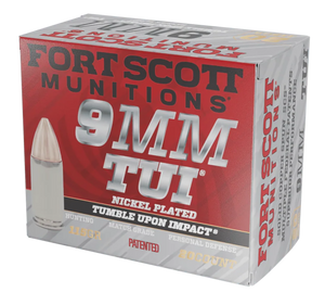 Fort Scott Munitions 9MM115SCVNIC Tumble Upon Impact (TUI) 9mmLuger 115gr Solid Copper Spun 20 Per Box/25 Case Fort Scott Munitions 9MM115SCVNIC Tumble Upon Impact (TUI) 9mmLuger 115gr Solid Copper Spun 20 Per Box/25 Case