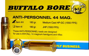 Buffalo Bore Ammunition 4H20 Anti-Personnel Strictly Business 44Rem Mag 180gr Medium Cast Hollow Point 20 Per Box/12 Case Buffalo Bore Ammunition 4H20 Anti-Personnel Strictly Business 44Rem Mag 180gr Medium Cast Hollow Point 20 Per Box/12 Case