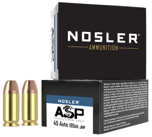 Nosler 51278 Assured Stopping Power Handgun 45ACP 185gr Jacketed Hollow Point 20 Per Box/20 Case Nosler 51278 Assured Stopping Power Handgun 45ACP 185gr Jacketed Hollow Point 20 Per Box/20 Case