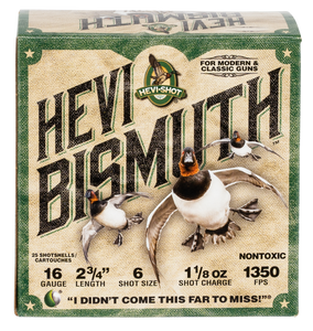 HEVI-Shot HS16706 HEVI-Bismuth 16Gauge 2.75" 1 1/8oz Bismuth 6Shot 25 Per Box/10 Case HEVI-Shot HS16706 HEVI-Bismuth 16Gauge 2.75" 1 1/8oz Bismuth 6Shot 25 Per Box/10 Case