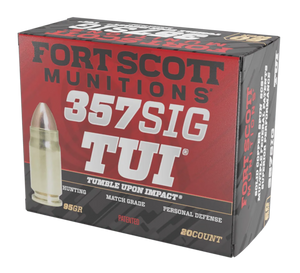 Fort Scott Munitions 357SIG095SCV Tumble Upon Impact (TUI) 357Sig 95gr Solid Copper Spun 20 Per Box/25 Case Fort Scott Munitions 357SIG095SCV Tumble Upon Impact (TUI) 357Sig 95gr Solid Copper Spun 20 Per Box/25 Case