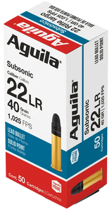 Aguila 1B220269 Subsonic Rimfire 22LR 40gr Lead Solid Point 50 Per Box/20 Case Aguila 1B220269 Subsonic Rimfire 22LR 40gr Lead Solid Point 50 Per Box/20 Case