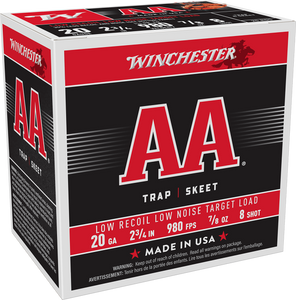 Winchester Ammo AA20FL8 AA Low Recoil 20Gauge 2.75" 7/8oz 8Shot 25 Per Box/10 Case Winchester Ammo AA20FL8 AA Low Recoil 20Gauge 2.75" 7/8oz 8Shot 25 Per Box/10 Case