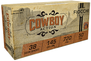 Fiocchi 38SWSHL Cowboy Action 38S&WShort 145gr Lead Round Nose 50 Per Box/20 Case Fiocchi 38SWSHL Cowboy Action 38S&WShort 145gr Lead Round Nose 50 Per Box/20 Case
