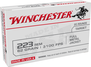 Winchester Ammo W223FMJ62 USA 223Rem 62gr Full Metal Jacket 20 Per Box/50 Case Winchester Ammo W223FMJ62 USA 223Rem 62gr Full Metal Jacket 20 Per Box/50 Case