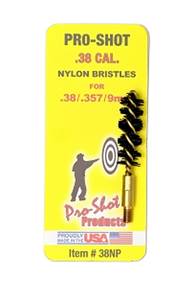 Pro-Shot 38NP Bore Brush 9mm Pistol #8-32 Thread Nylon Bristles Brass Core Pro-Shot 38NP Bore Brush 9mm Pistol #8-32 Thread Nylon Bristles Brass Core