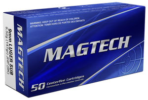 Magtech 9K Range/Training 9mmLuger 147gr Jacketed Hollow Point Subsonic 50 Per Box/20 Case Magtech 9K Range/Training 9mmLuger 147gr Jacketed Hollow Point Subsonic 50 Per Box/20 Case