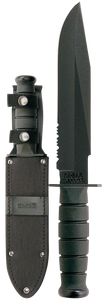Ka-Bar 1271 Fighter 8" Fixed Clip Point Part Serrated Black 1095 Cro-Van Blade, Black Kraton G Handle, Includes Sheath Ka-Bar 1271 Fighter 8" Fixed Clip Point Part Serrated Black 1095 Cro-Van Blade, Black Kraton G Handle, Includes Sheath